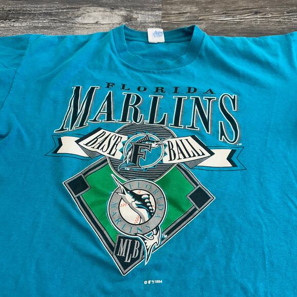 Florida Marlins Shirt Logo 7 Vintage Baseball MLB Blue Mens XL 90s Tee USA 1994 - Picture 2 of 10